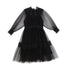 Petite Amalie Black Tulle Crochet Lace Dress